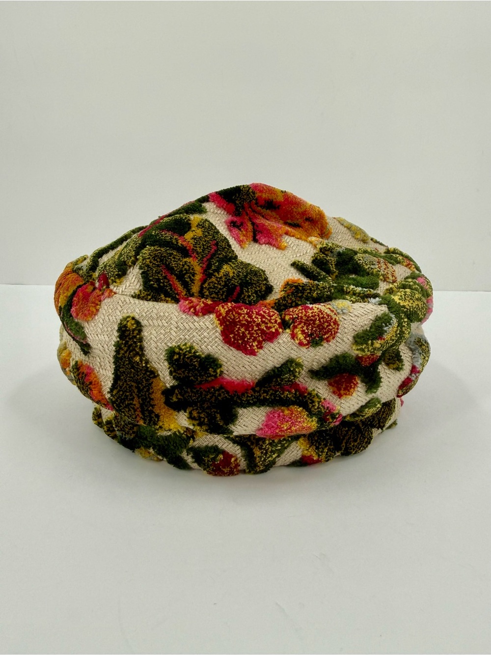 Vintage Tapestry Floral Pillbox Hat Union Made